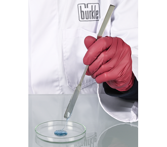 Double-sided spatula with an angular/rounded edge, made of stainless steel