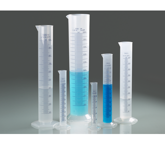 Measuring cylinder, PP, blue scale