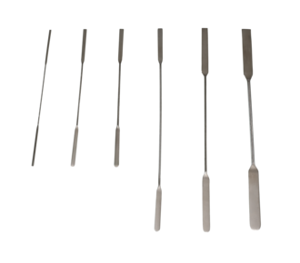 Micro double spatula, angular/rounded, made of stainless steel