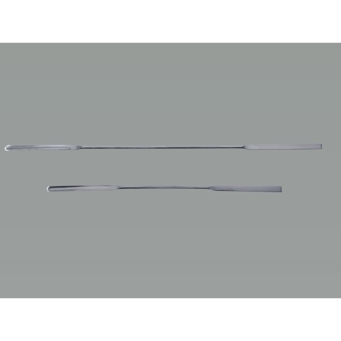 Micro powder spatula, angular/semi-cup-shaped, made of stainless steel