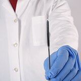 Micro powder spatula, angular/semi-cup-shaped, made of stainless steel