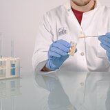 Micro powder spatula, angular/semi-cup-shaped, made of stainless steel