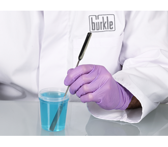 Powder spatula, square/semi-cup-shaped, made of stainless steel